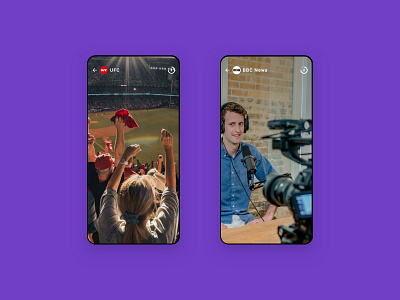 Arena app baseball broadcast design interaction live mobile news purple sports stream ui ux