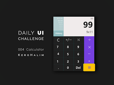 Daily Ui Challenge - 004   Calculator
