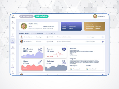 Medical App - Patient Profile animation app dashboard dashboard design design flat hospital icon illustration medical medical care minimal sketch system ui ui 100 ui challange ux web website