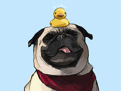 Pug and Dug animals artist cute animal cute art cute illustration dog drawing dribbble illustration lostanaw pets photoshop poster print pugs shop