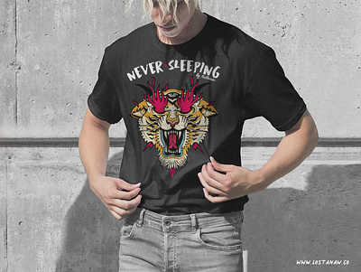 Never Sleeping artist design drawing dribbble illustration tattoo tattoo art tiger tiger tattoo tshirt art