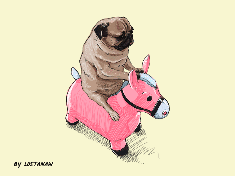 Pug and Horse