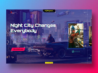 Cyberpunk 2077 Website clean ui cyberpunk cyberpunk 2077 cyberpunk2077 design dribbble glitch minimalistic synthwave ui web website