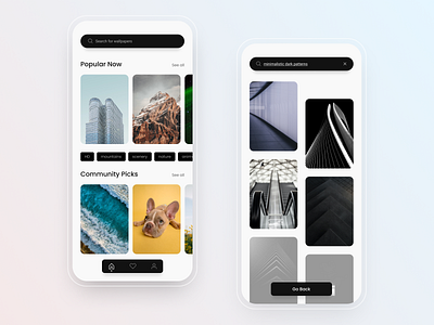 Wallpapers Mobile App app app design clean ui dark minimal minimalism minimalistic mobile mobile ui mobileapp ui wallpaper