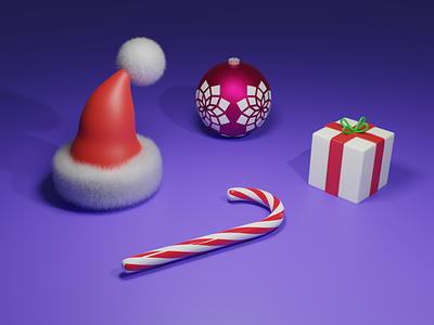 Holiday Pack 3d blender blender3d candy christmas holiday illustration lowpoly newyear presents