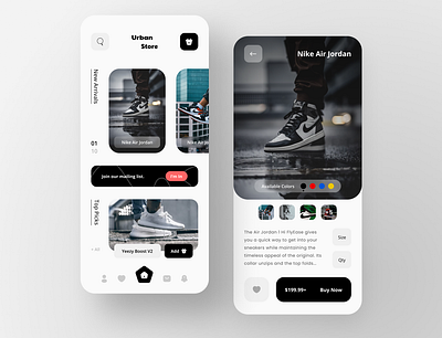 Sneakers Online Shop App UI air jordan app clean ui design flat interface mobile mobile app mobile ui nike simple clean interface sneakers ui user experience user interface ux