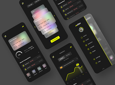 Electronic Wallet Mobile Application UI app app design app interface banking dark mode design e wallet finance layout mobile mobile design mobile interface online payments ui user interface