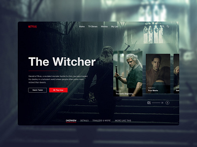 The Witcher Netflix Overview Concept app clean ui concept design interface netflix simple clean interface thewitcher ui web website