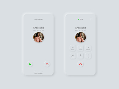 Samsung Call Screen - Neumorphism Redisgn 2020 2020trends app clean ui design interface minimal minimalism minimalist minimalisticdesign neumorphism neumorphismdesign new trends simple clean interface trends ui