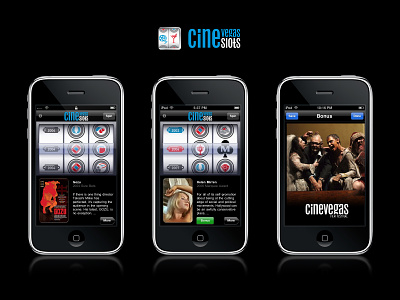 CineSlots App 2009 app branding cinevegas film festival ios ios 3 las vegas logo movies skeumorphic slot machine ui ux