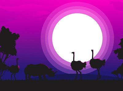 Sunset in Africa design illustration vector