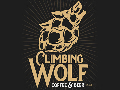 Climbing Wolf bar branding coffee craftbeer hops illustration logo wolf