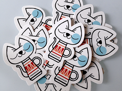 KISA =^- . -^= KUKU stickers cat coffee illustration stickers