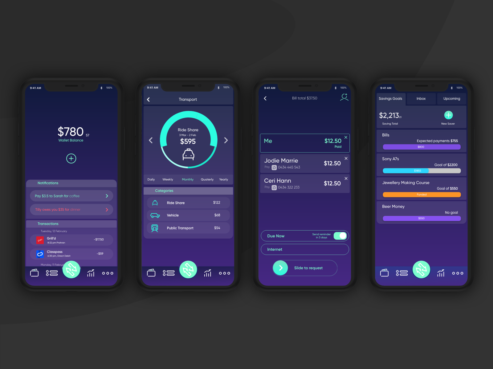 Banking App | Dark mode by Spencer James on Dribbble