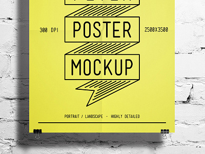 Flyer / Poster Mockup artwork closeup elegant flyer hanging high mockup modern paper photo photorealistic picture pin post poster print print ready psd quality sketch