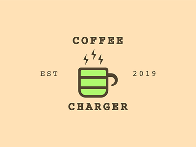 Coffe Charger design flat icon illustration illustrator logo vector