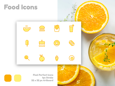 Food Icons app branding design flat icon illustrator ios minimal ui vector web website