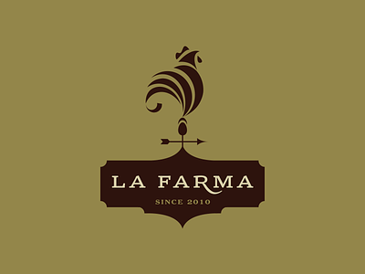La Farma - Rooster character crest elegant farm logo organic rooster
