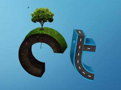 Impact 3d animated car gif nature track tree type typography website