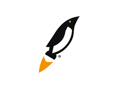 Penguin animal bird branding bullet flame flight flying icon identity logo penguin rocket symbol