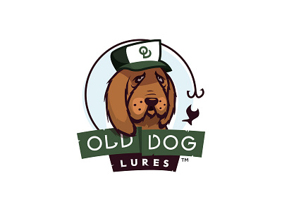 Old Dog Lures cap comedy crest dog fish fishing identity illustration logo lure lures mascot monogram old
