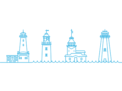 Lighthouses beach building icon illustration light lighthouse line seaside
