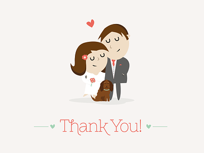 Thank You! Illustration bride card character dog groom heart illustration logo love marriage vector wedding