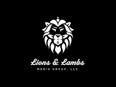 Lions & Lambs Logo crown hidden icon king lamb lion logo mark media negative space