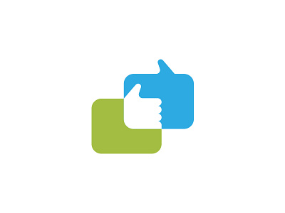 Chat Logo WIP application branding bubble chat communication icon like logo negative space speech thumb
