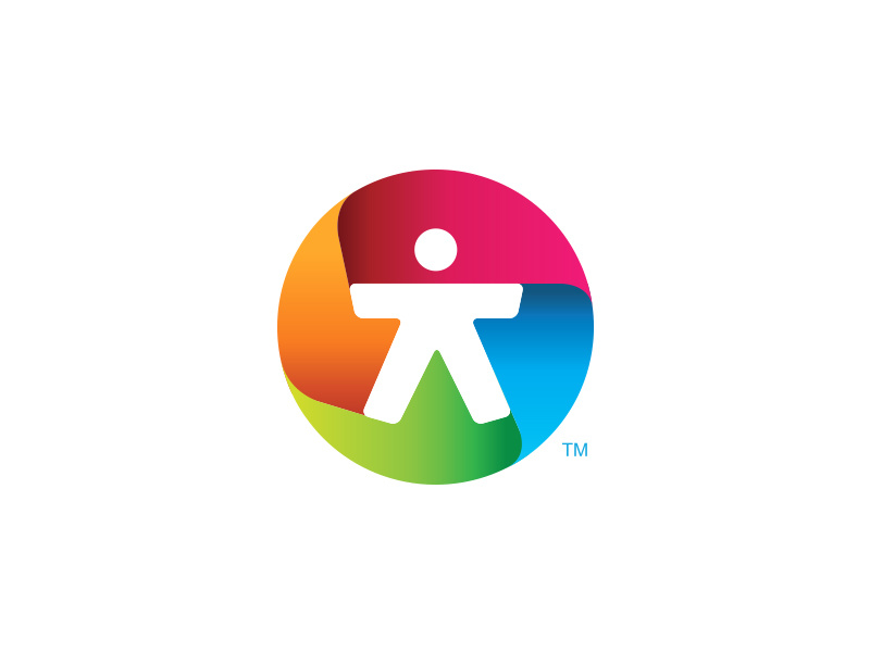 Finance Logomark ribbon escher logo icon colorful man figure human finance gradient sphere