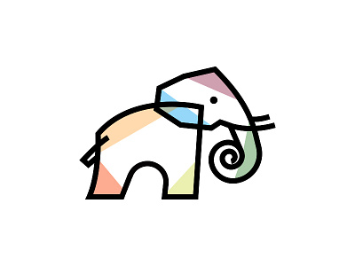 Elephant Icon colorful elephant finance linear logo mosaic overlay safari