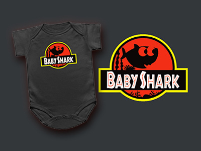 Baby Shark Jurassic apparel baby fashion kids logo onesie parody snapsuit toddler