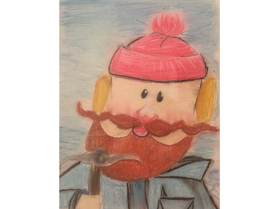 Yukon Cornelius bumble christmas hand drawn mustache pastel color pop culture rudolph tv shows