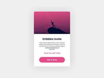 Dribbble invite pop up - Exploration card design dribbble invite invitation mobile app mobile ui pop up ui user experience user interface ux
