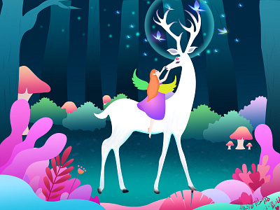 The meeting of elves and deer design illustration ui