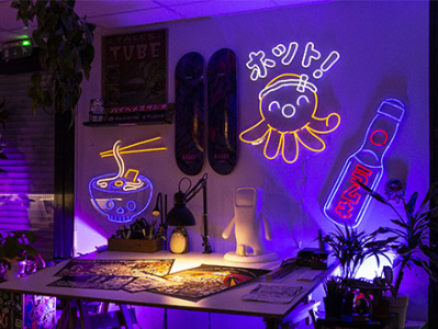 le néon normand x Paiheme studio custom neon design illustration japan led neon neon takoyaki