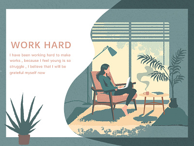 work hard illustration ui web