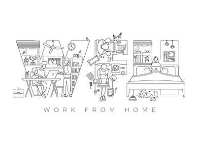 Work From Home design digital art flat icon illustration illustrator line art minimal storytelling vector