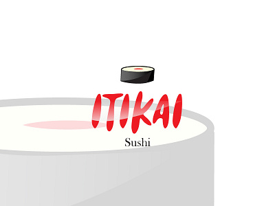 Itikai design flat icon logo sushi timeless typography unique vector