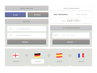 UI Elements Palette airline buttons forms interface ipad palette ui website