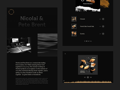 Nicolai & Pete Brent Website album artwork band cover cover art cover artwork dark minimal player sound player website