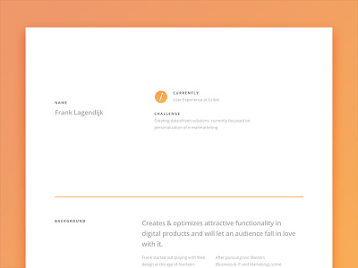 Profile page clean fresh minimal orange portfolio web web design yellow