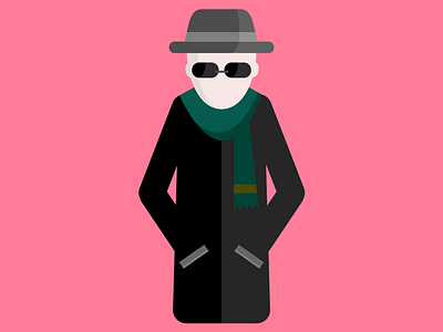Undercover black coat glasses hat illustration man scarf undercover