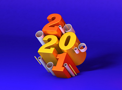 2021 happy New Year c4d design