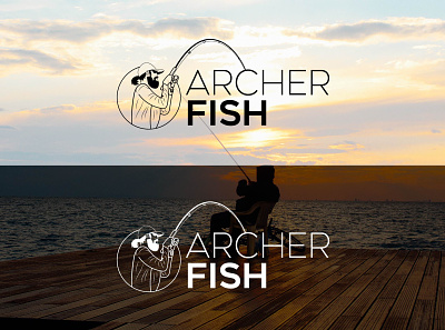 ARCHER FISH LOGO branding design flat icon illustration illustrator lettering logo minimal vector