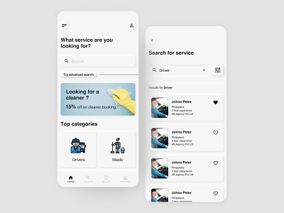 Services Android App 2020 trend android app app branding card cards ui design flat maid service minimal neumorphic neumorphic design neumorphism services skeuomorph skeuomorphic taxi driver ui ux white