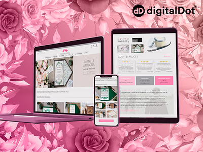 Diseño web Fashion Bodas design devices diseño diseño gráfico diseño web flores flowers gradient graphic design mockup pink rosa vector web design website