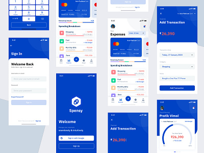 Expense App android app blue branding credit card dailyui expense app finance interface ios logo money shopping ui ui design uiux wallet