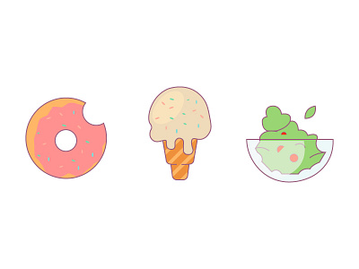 Food for thought ? dessert donut food green ice cream illustrations salad