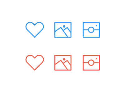 Icons Set - 1 blue camera heart icons image instagram orange pic vector